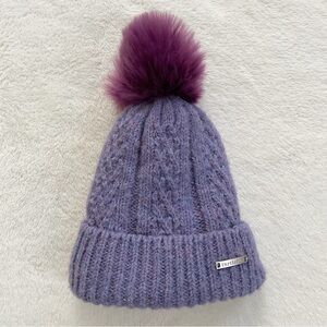 Turtle Fur Lindsay Recycled Cable Knit Pom Beanie Amethyst Purple